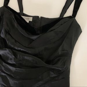 Vintage Kay Unger Black Roughed Silk Top with Velvet Straps - Size 8